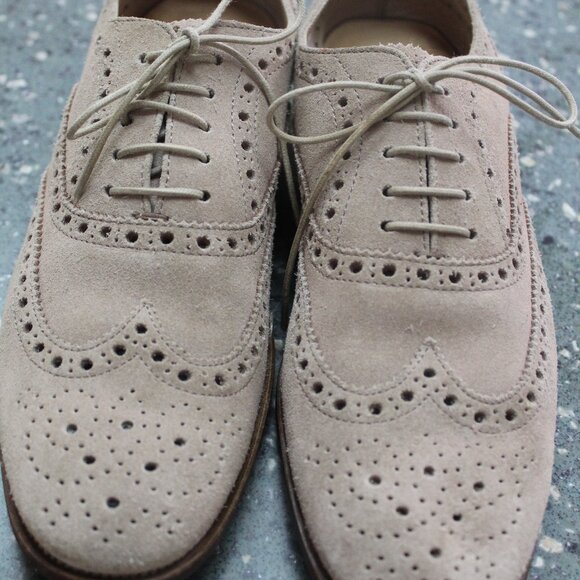 Chruch's Buck Burwood Suede Oxford Brogue Shoes Size 38 Made in Italy - Picture 1 of 13